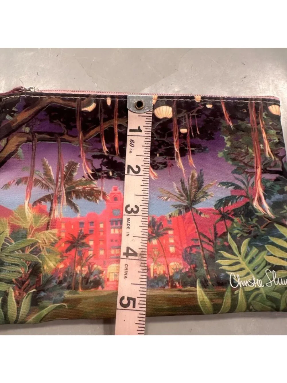 Christie Shinn United Airlines Royal Hawaiian Sunset Travel Pouch Tropical Zip